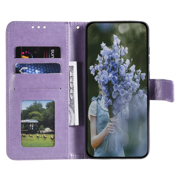 For Motorola Moto G35 5G Case Imprinted Totem PU Leather Wallet Stand Phone Cover - Purple