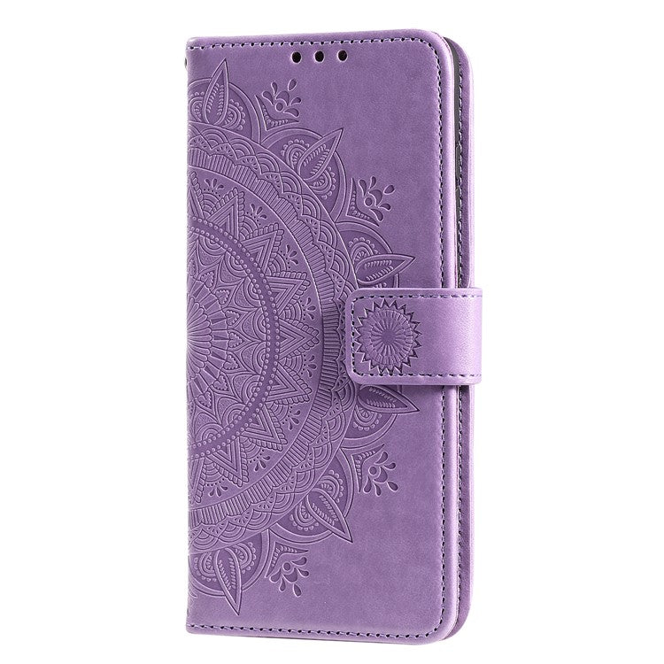 For Motorola Moto G35 5G Case Imprinted Totem PU Leather Wallet Stand Phone Cover - Purple