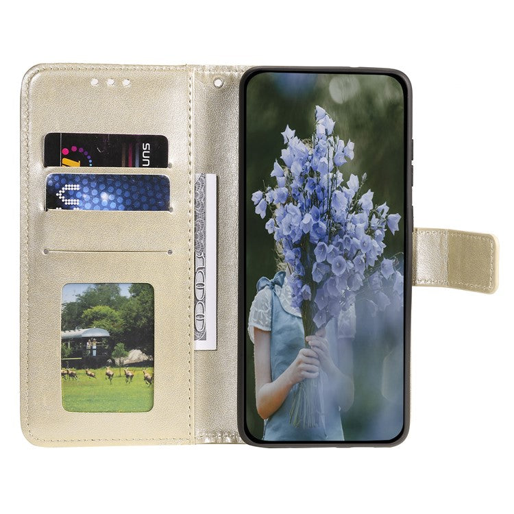 For Motorola Moto G35 5G Case Imprinted Totem PU Leather Wallet Stand Phone Cover - Gold