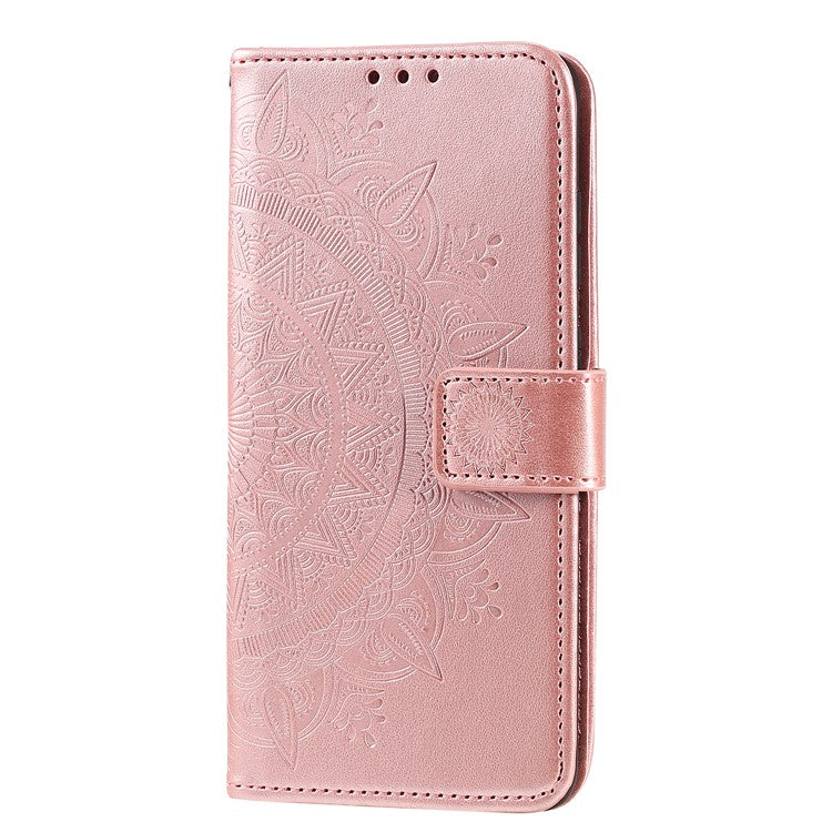 For Motorola Moto G35 5G Case Imprinted Totem PU Leather Wallet Stand Phone Cover - Rose Gold