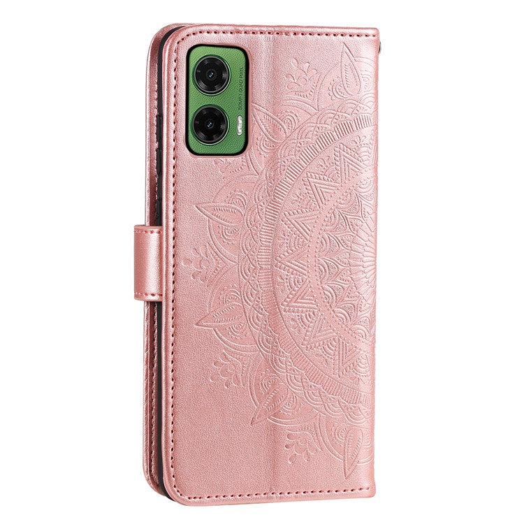 For Motorola Moto G35 5G Case Imprinted Totem PU Leather Wallet Stand Phone Cover - Rose Gold