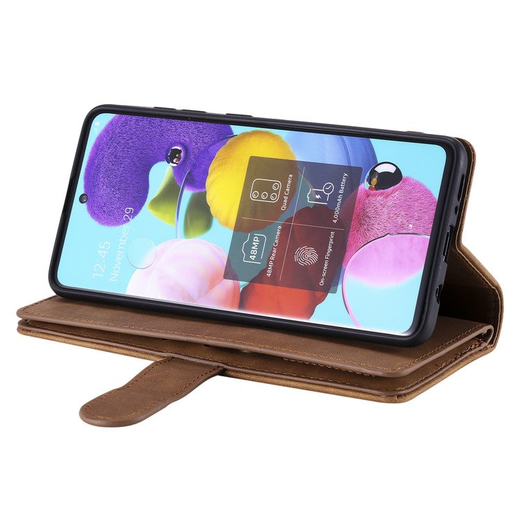 For Motorola Moto G35 5G Case PU Leather Phone Cover with Zipper Wallet 9 Card Slots - Brown