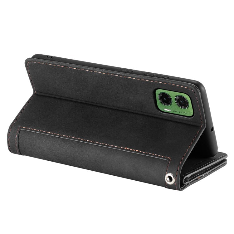 For Motorola Moto G35 5G Case PU Leather Phone Cover with Zipper Wallet 9 Card Slots - Black