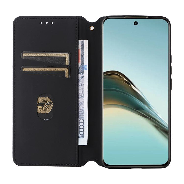 For Realme 13+ 5G / 13 Pro 5G (China) Wallet Case Rhombus Imprinted Leather Phone Cover - Silver