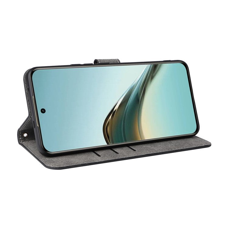 For Realme 13+ 5G / 13 Pro 5G (China) Wallet Case RFID Blocking PU Leather Cover Stand View - Black