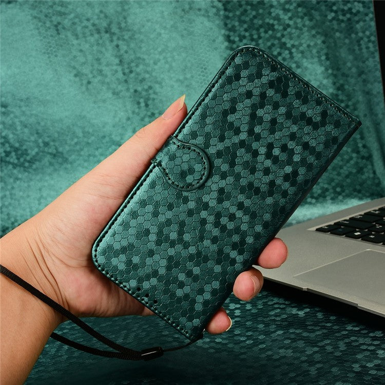 For Motorola Moto G35 5G Wallet Case Dot Pattern Imprint PU Leather Phone Cover - Green