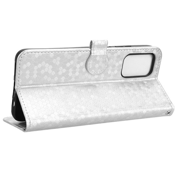 For Motorola Moto G35 5G Wallet Case Dot Pattern Imprint PU Leather Phone Cover - Silver