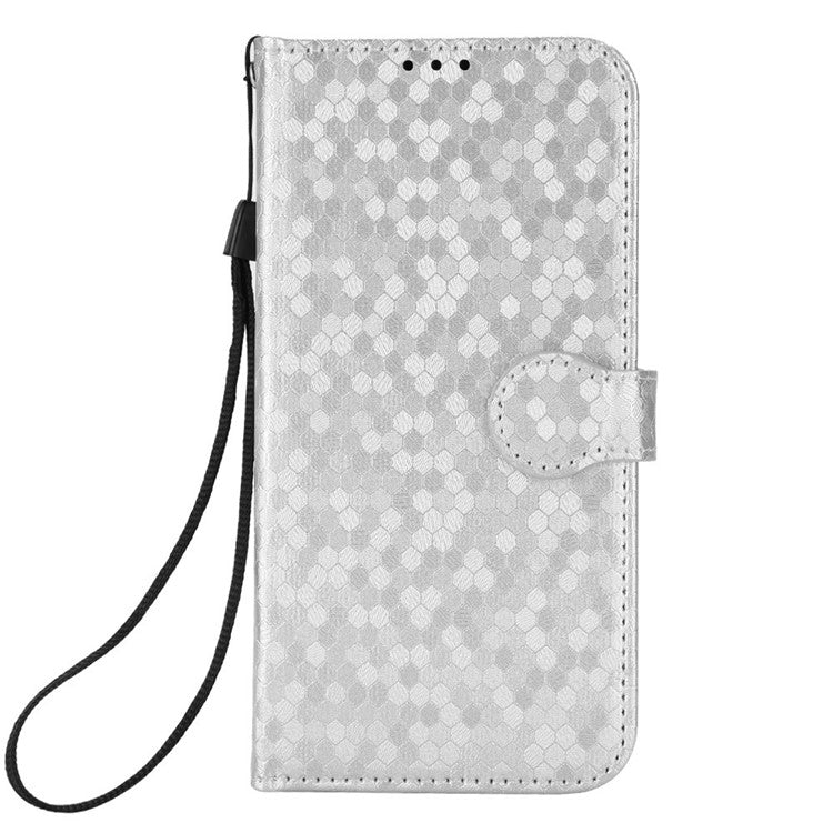 For Motorola Moto G35 5G Wallet Case Dot Pattern Imprint PU Leather Phone Cover - Silver