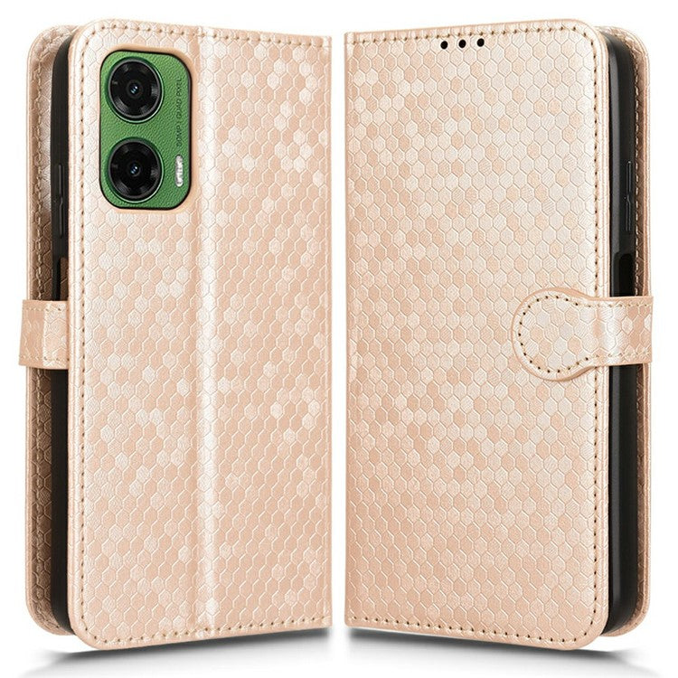 For Motorola Moto G35 5G Wallet Case Dot Pattern Imprint PU Leather Phone Cover - Rose Gold