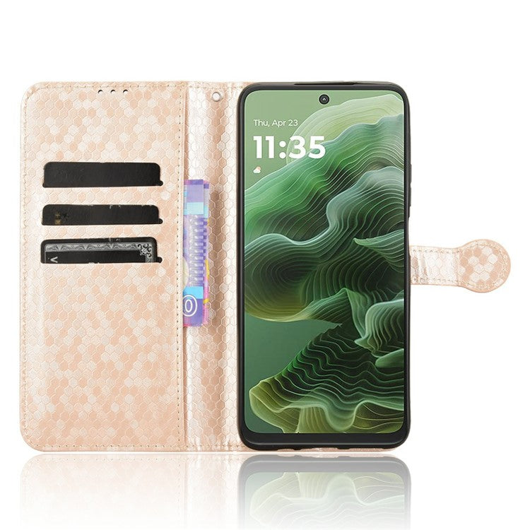 For Motorola Moto G35 5G Wallet Case Dot Pattern Imprint PU Leather Phone Cover - Rose Gold