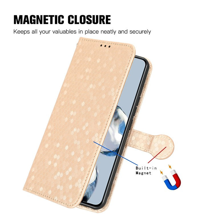 For Motorola Moto G35 5G Wallet Case Dot Pattern Imprint PU Leather Phone Cover - Rose Gold