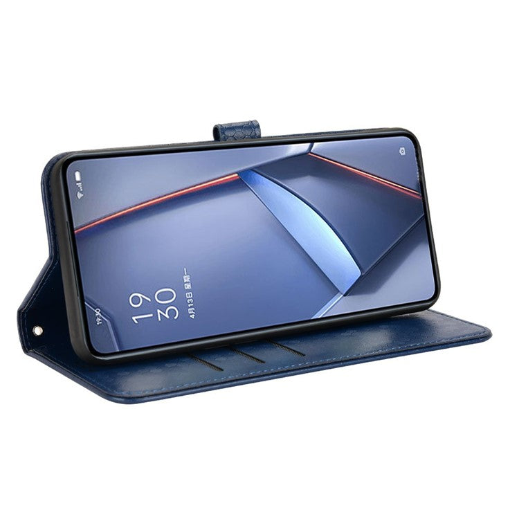 For Motorola Moto G35 5G Wallet Case Dot Pattern Imprint PU Leather Phone Cover - Dark Blue