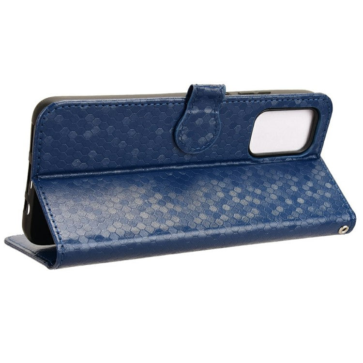 For Motorola Moto G35 5G Wallet Case Dot Pattern Imprint PU Leather Phone Cover - Dark Blue