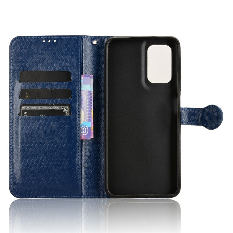 For Motorola Moto G35 5G Wallet Case Dot Pattern Imprint PU Leather Phone Cover - Dark Blue