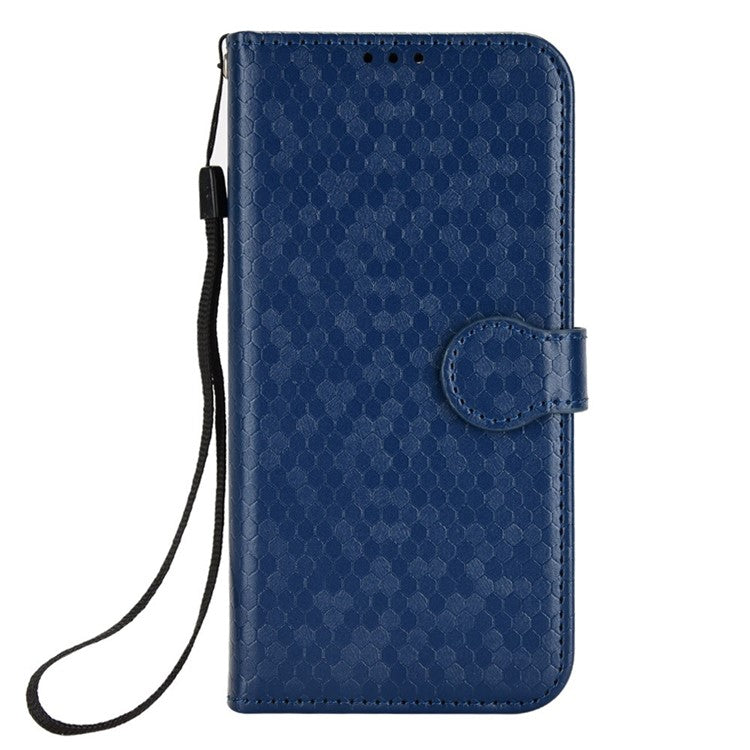 For Motorola Moto G35 5G Wallet Case Dot Pattern Imprint PU Leather Phone Cover - Dark Blue