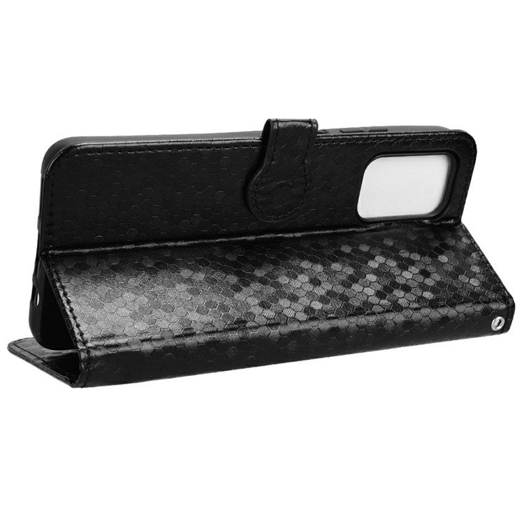 For Motorola Moto G35 5G Wallet Case Dot Pattern Imprint PU Leather Phone Cover - Black