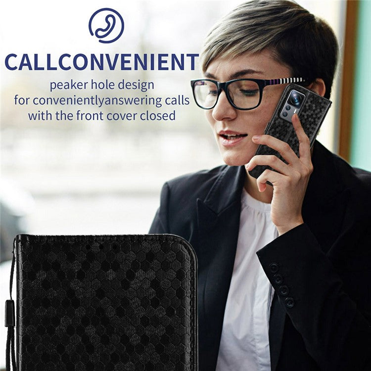For Motorola Moto G35 5G Wallet Case Dot Pattern Imprint PU Leather Phone Cover - Black