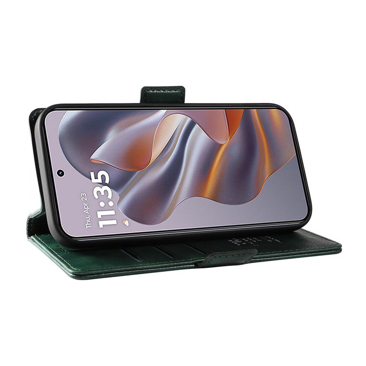 YIKATU YK-007 For Motorola Moto G55 5G Case Side Buckle PU Leather Phone Cover Litchi Texture - Green