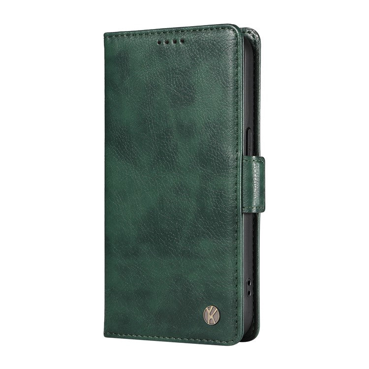 YIKATU YK-007 For Motorola Moto G55 5G Case Side Buckle PU Leather Phone Cover Litchi Texture - Green