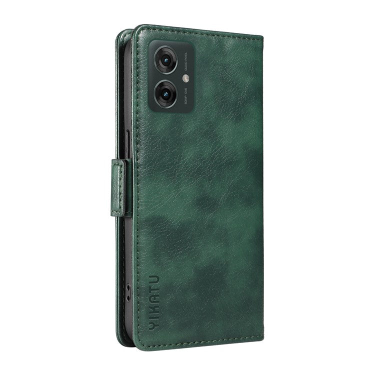 YIKATU YK-007 For Motorola Moto G55 5G Case Side Buckle PU Leather Phone Cover Litchi Texture - Green