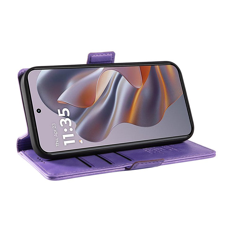 YIKATU YK-007 For Motorola Moto G55 5G Case Side Buckle PU Leather Phone Cover Litchi Texture - Purple