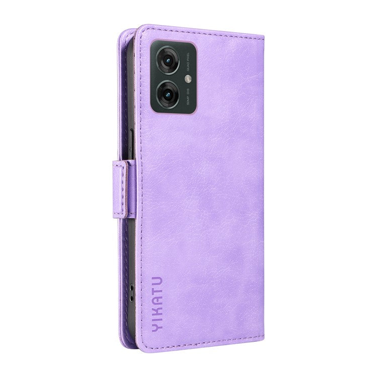 YIKATU YK-007 For Motorola Moto G55 5G Case Side Buckle PU Leather Phone Cover Litchi Texture - Purple