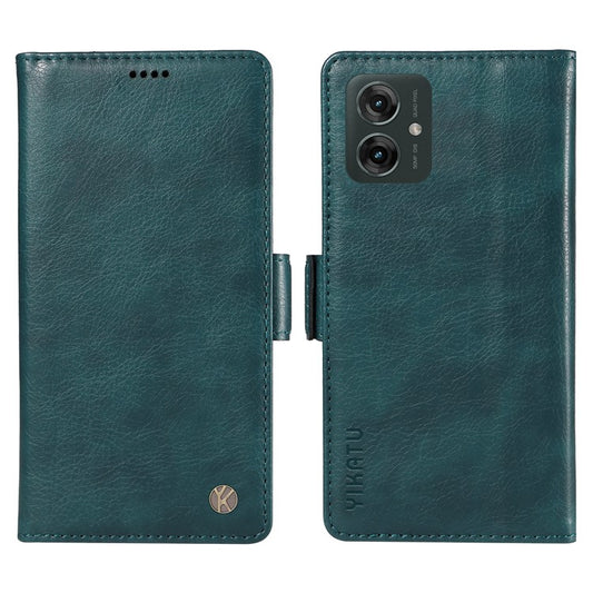 YIKATU YK-007 For Motorola Moto G55 5G Case Side Buckle PU Leather Phone Cover Litchi Texture - Blue