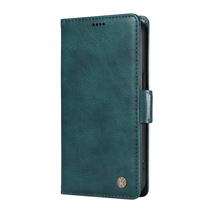 YIKATU YK-007 For Motorola Moto G55 5G Case Side Buckle PU Leather Phone Cover Litchi Texture - Blue