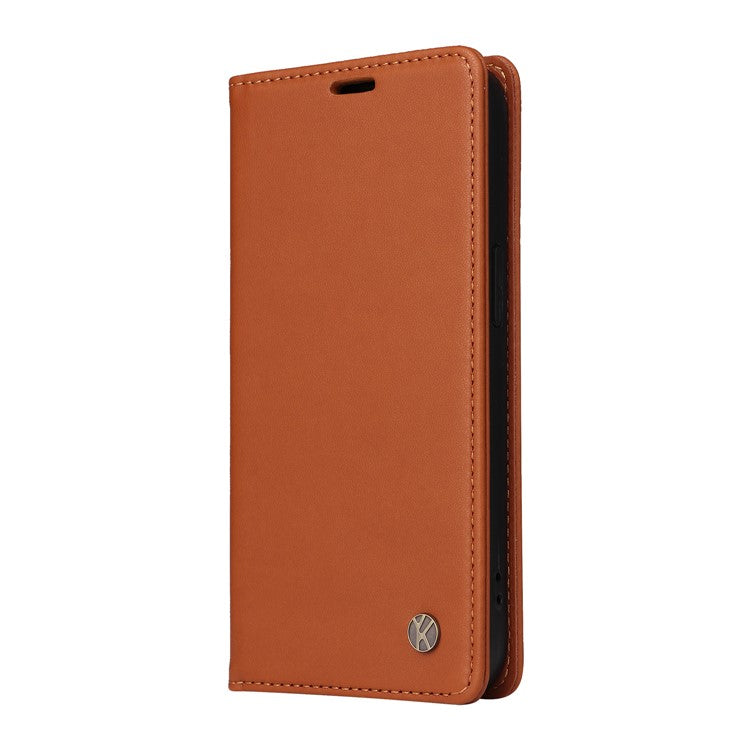 YIKATU YK-001 For Motorola Moto G55 5G Case Stand Leather Phone Cover Strong Magnetic Closure - Brown