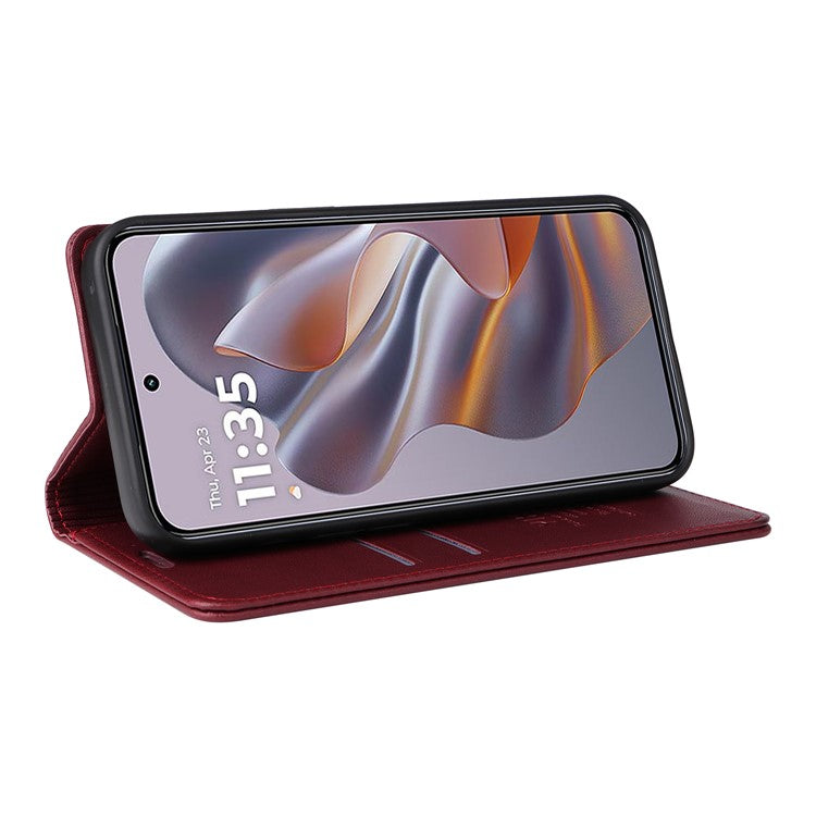 YIKATU YK-001 For Motorola Moto G55 5G Case Stand Leather Phone Cover Strong Magnetic Closure - Wine Red