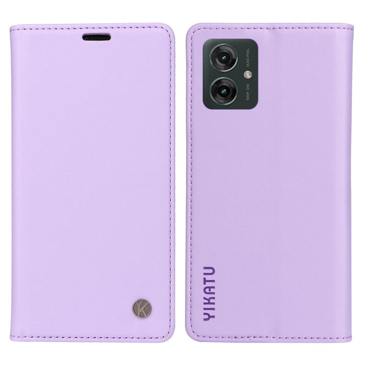 YIKATU YK-001 For Motorola Moto G55 5G Case Stand Leather Phone Cover Strong Magnetic Closure - Light Purple
