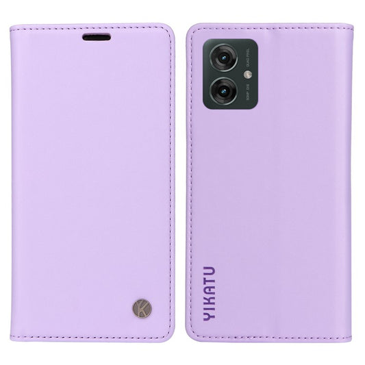 YIKATU YK-001 For Motorola Moto G55 5G Case Stand Leather Phone Cover Strong Magnetic Closure - Light Purple