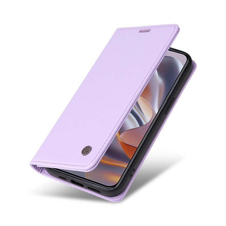 YIKATU YK-001 For Motorola Moto G55 5G Case Stand Leather Phone Cover Strong Magnetic Closure - Light Purple