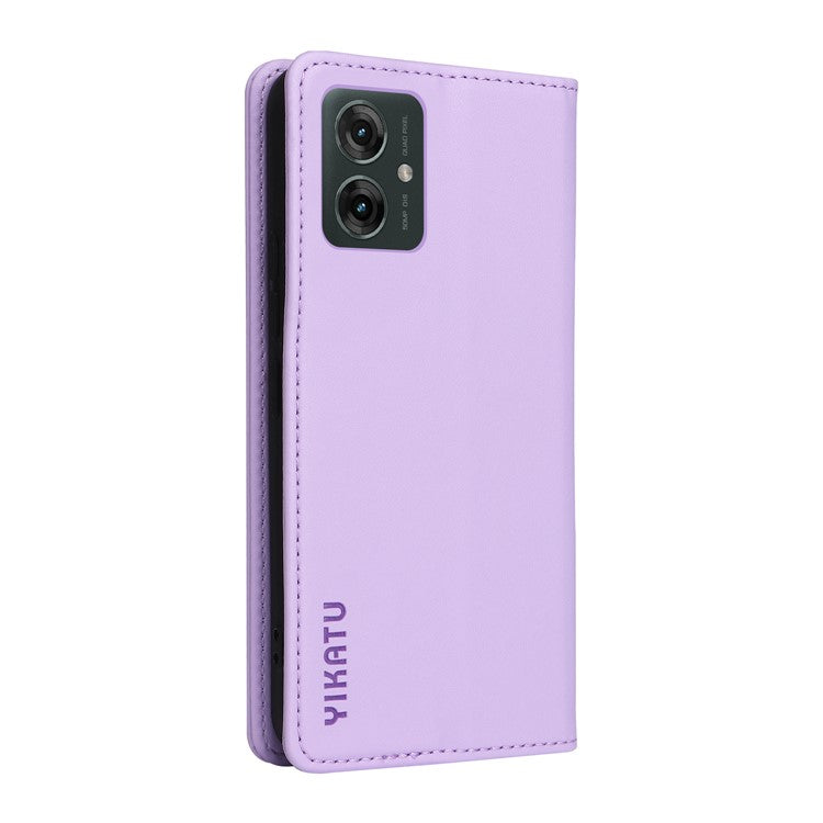 YIKATU YK-001 For Motorola Moto G55 5G Case Stand Leather Phone Cover Strong Magnetic Closure - Light Purple