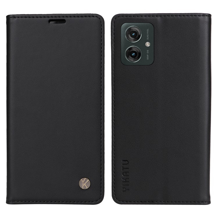 YIKATU YK-001 For Motorola Moto G55 5G Case Stand Leather Phone Cover Strong Magnetic Closure - Black