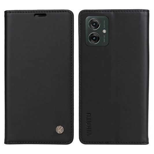 YIKATU YK-001 For Motorola Moto G55 5G Case Stand Leather Phone Cover Strong Magnetic Closure - Black