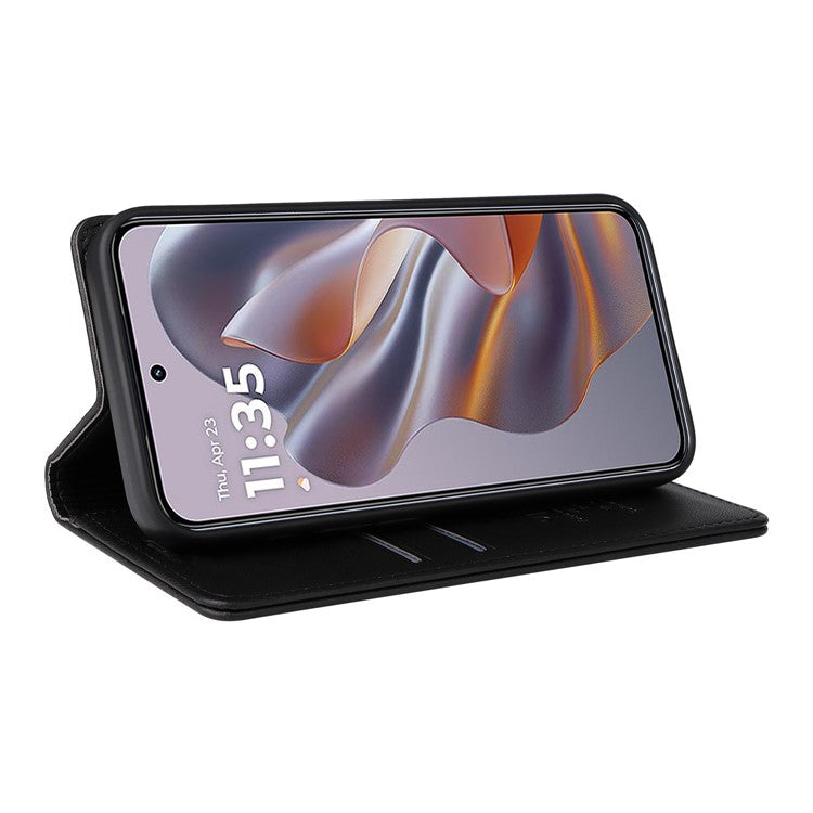 YIKATU YK-001 For Motorola Moto G55 5G Case Stand Leather Phone Cover Strong Magnetic Closure - Black