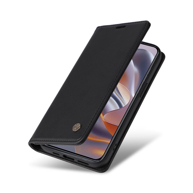YIKATU YK-001 For Motorola Moto G55 5G Case Stand Leather Phone Cover Strong Magnetic Closure - Black