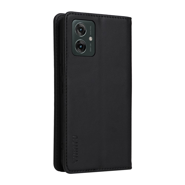 YIKATU YK-001 For Motorola Moto G55 5G Case Stand Leather Phone Cover Strong Magnetic Closure - Black