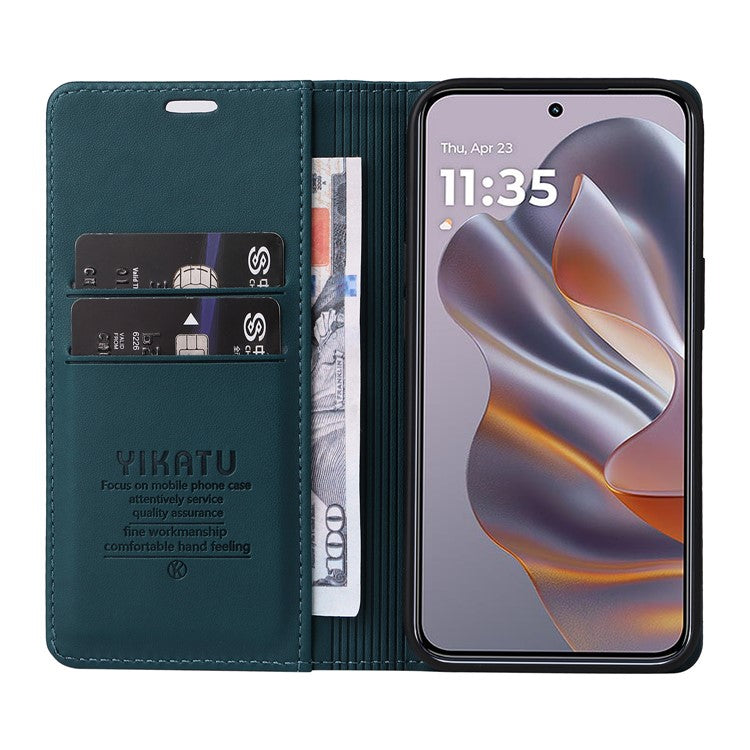 YIKATU YK-001 For Motorola Moto G55 5G Case Stand Leather Phone Cover Strong Magnetic Closure - Green