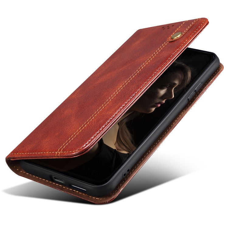 For Realme Note 60 / Narzo N63 4G / C61 (India) 4G / C63 4G Case Crazy Horse Texture Waxy Leather Wallet Stand Phone Cover - Brown