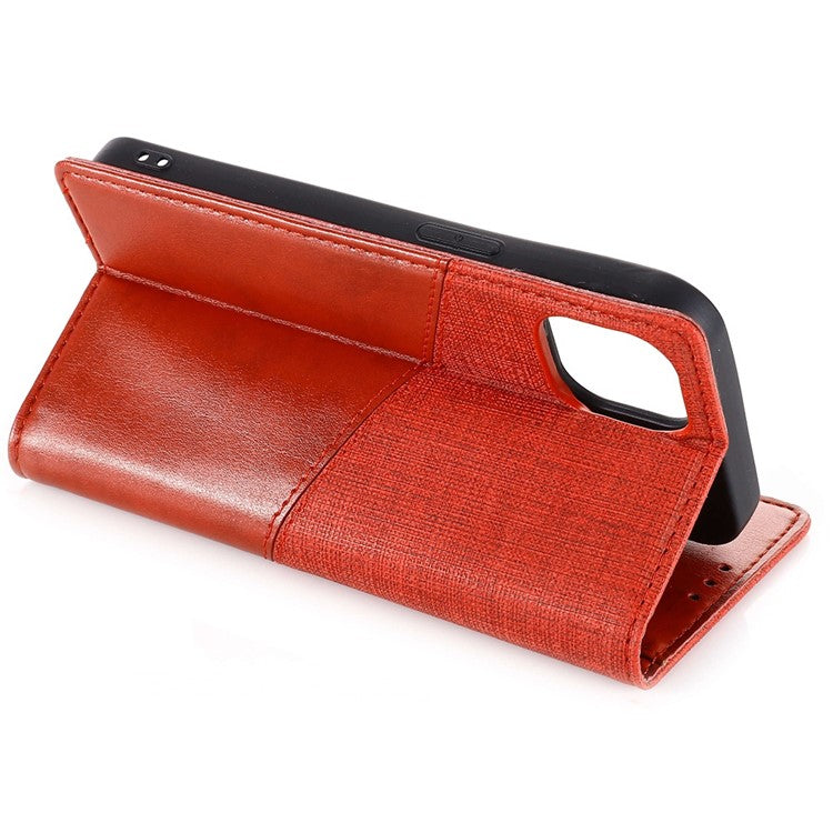 MUXMA MX109 Wallet Stand Case for iPhone 14 Plus, Magnetic Auto-absorbed PU Leather Phone Cover with RFID Blocking Function - Red