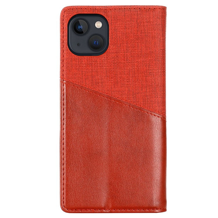 MUXMA MX109 Wallet Stand Case for iPhone 14 Plus, Magnetic Auto-absorbed PU Leather Phone Cover with RFID Blocking Function - Red