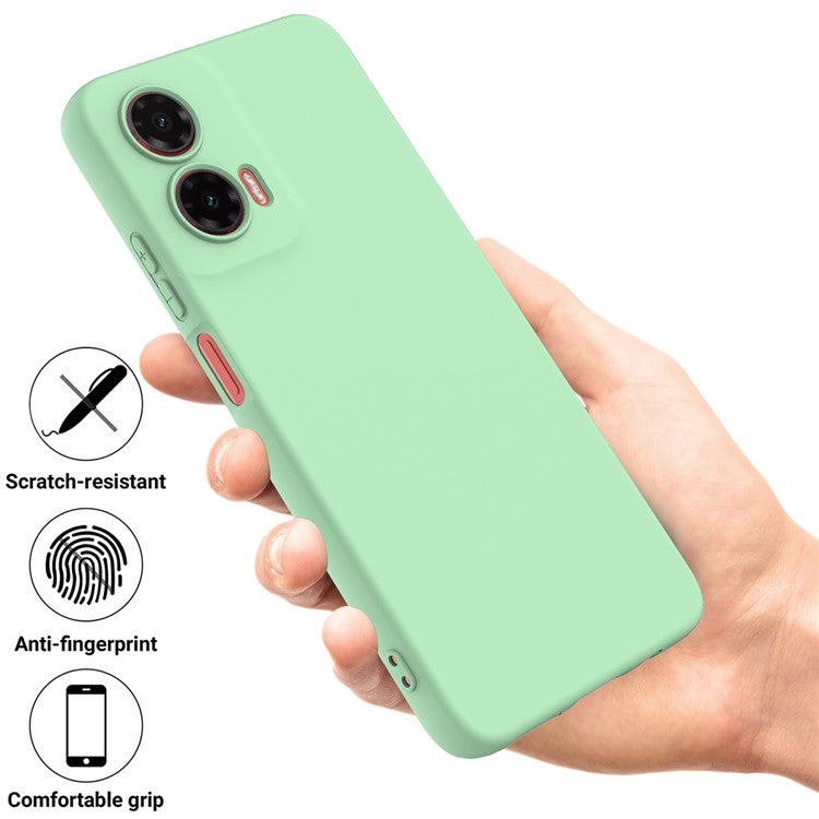 For Motorola Moto G35 5G Case Liquid Silicone Anti-Scratch Phone Cover with Hand Strap - Green