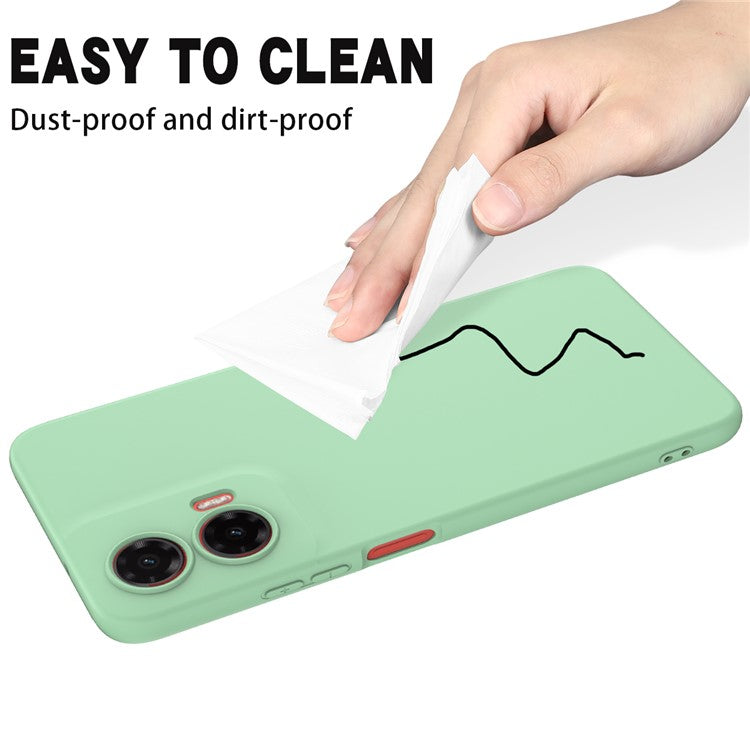 For Motorola Moto G35 5G Case Liquid Silicone Anti-Scratch Phone Cover with Hand Strap - Green
