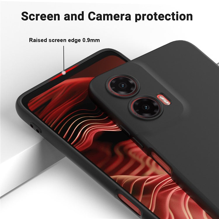 For Motorola Moto G35 5G Case Liquid Silicone Anti-Scratch Phone Cover with Hand Strap - Black