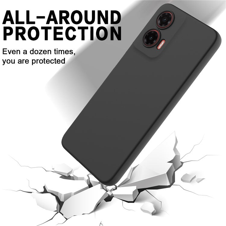 For Motorola Moto G35 5G Case Liquid Silicone Anti-Scratch Phone Cover with Hand Strap - Black