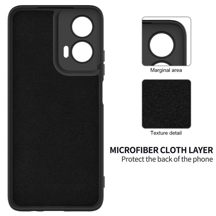 For Motorola Moto G35 5G Case Liquid Silicone Anti-Scratch Phone Cover with Hand Strap - Black