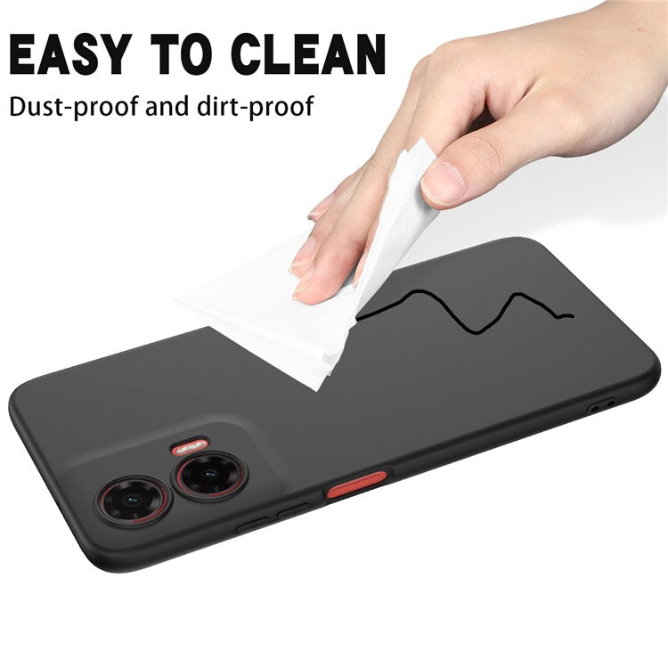 For Motorola Moto G35 5G Case Liquid Silicone Anti-Scratch Phone Cover with Hand Strap - Black