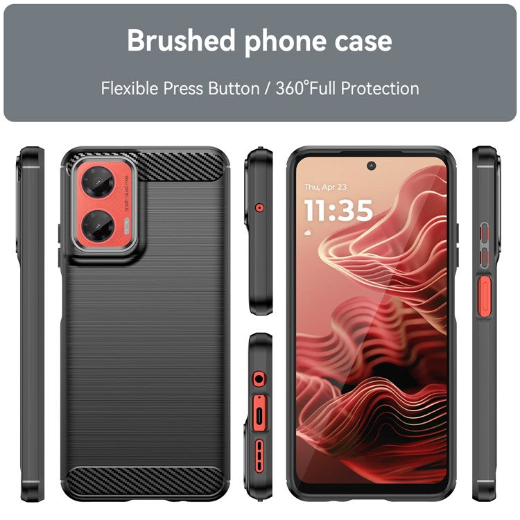 For Motorola Moto G35 5G Case Carbon Fiber Texture TPU Brushed Phone Cover - Black